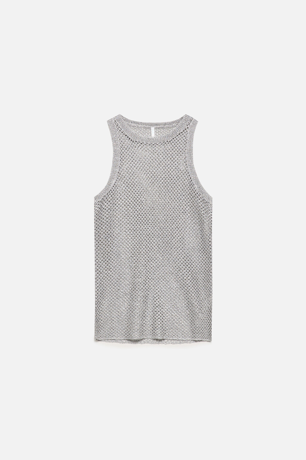 Майка тонкой вязки ажурная с пайетками - цвет серый - 9
