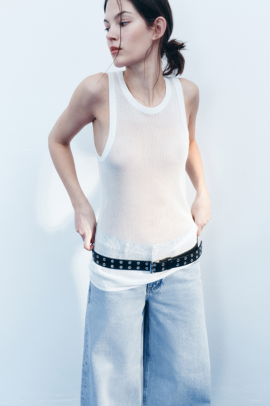 Майка вискозная тонкой вязки - цвет бежевый - 7