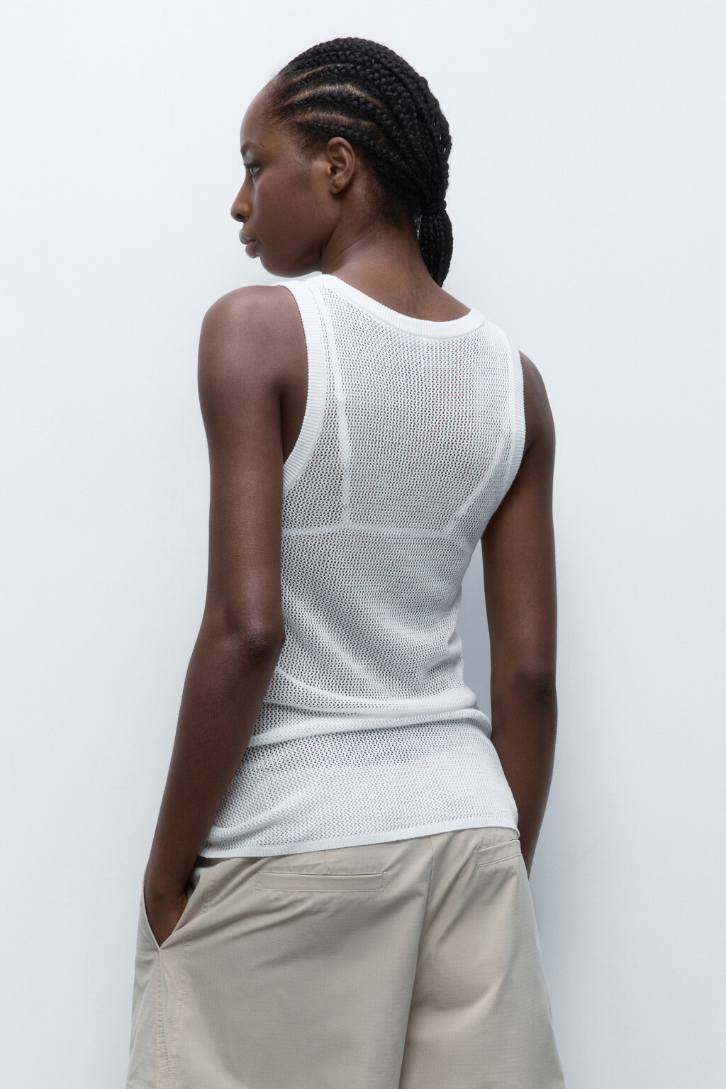 Майка вискозная тонкой вязки - цвет бежевый - 3