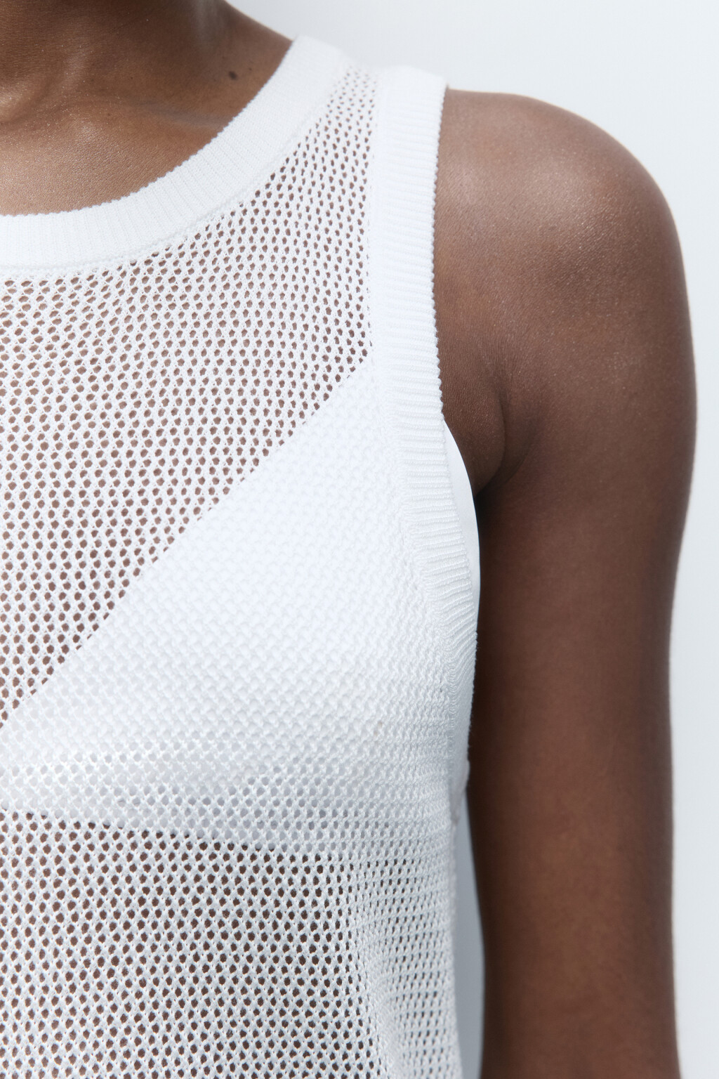 Майка вискозная тонкой вязки - цвет бежевый - 6