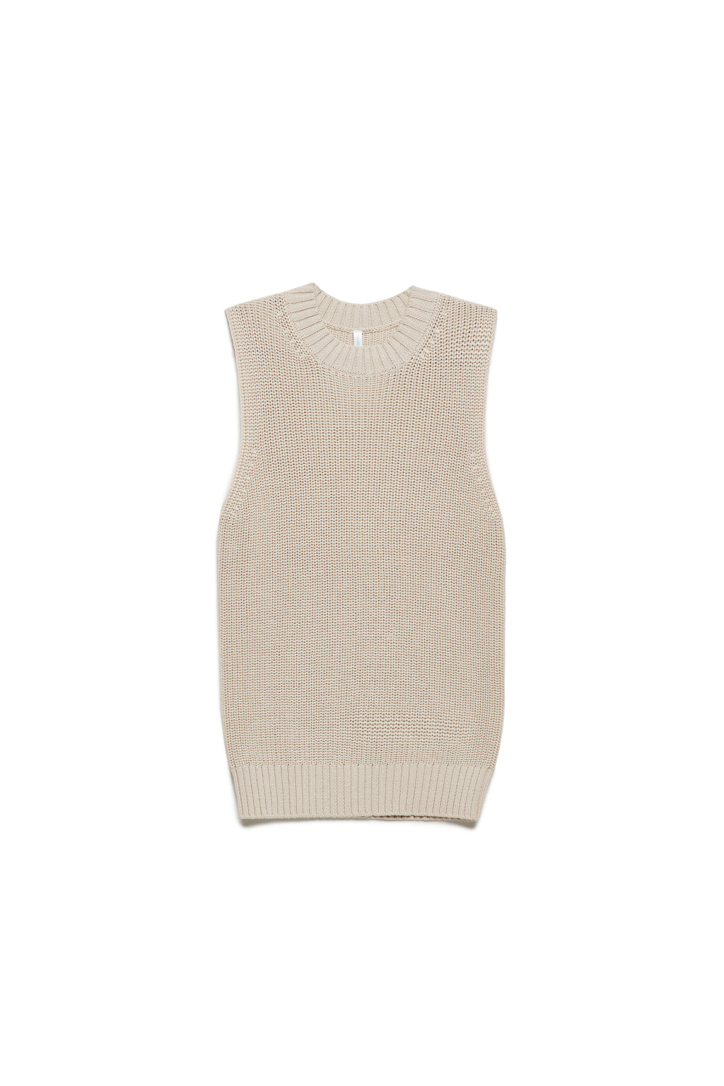 Жилет тонкой вязки в рубчик - цвет бежевый - 8