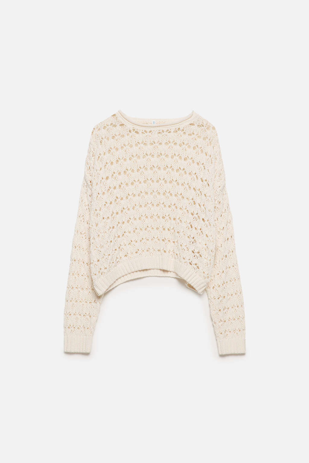 Джемпер укороченный ажурной вязки - цвет бежевый - 8
