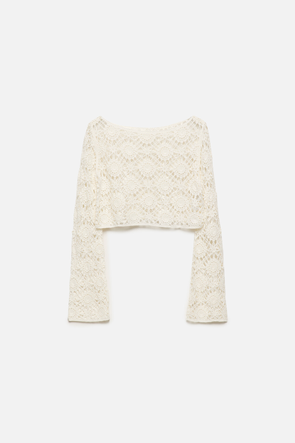 Джемпер вязаный укороченный с узором - цвет бежевый - 10