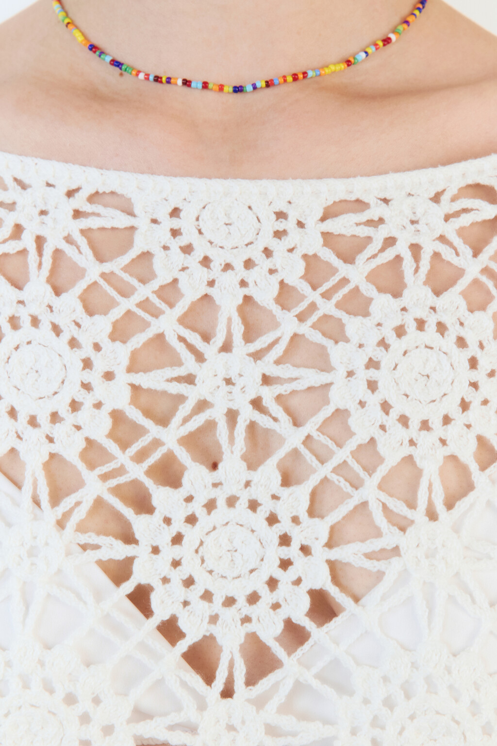 Джемпер вязаный укороченный с узором - цвет бежевый - 7