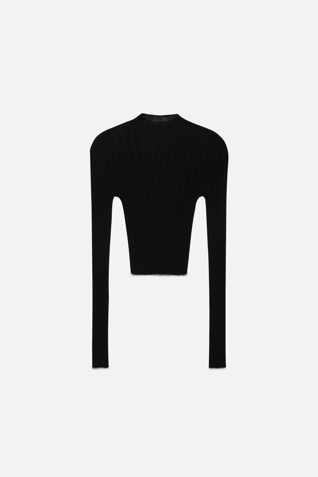 Водолазка укороченная тонкой вязки - цвет черный - 8