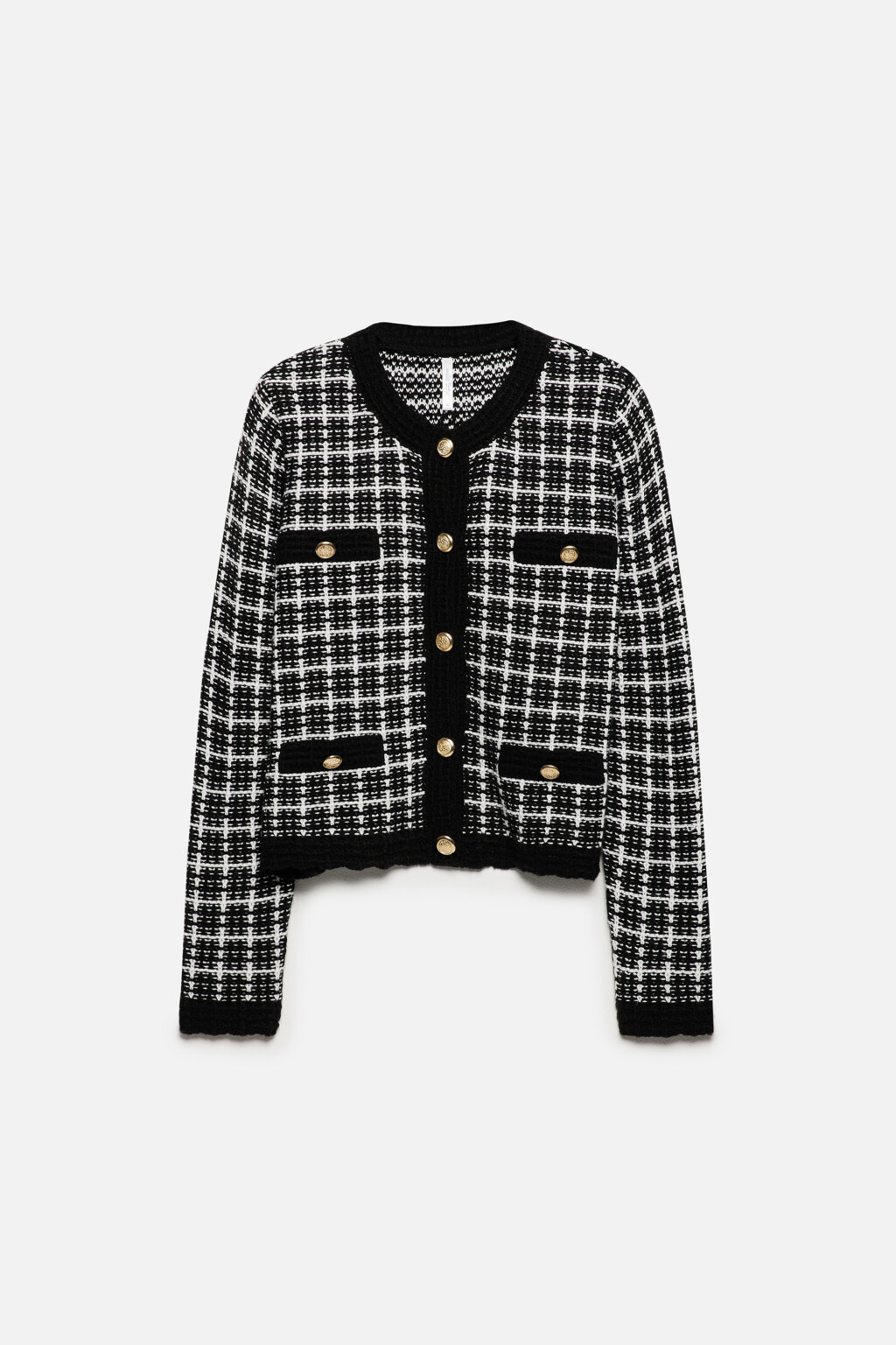 Жакет-кардиган твидовый укороченный - цвет черный - 8