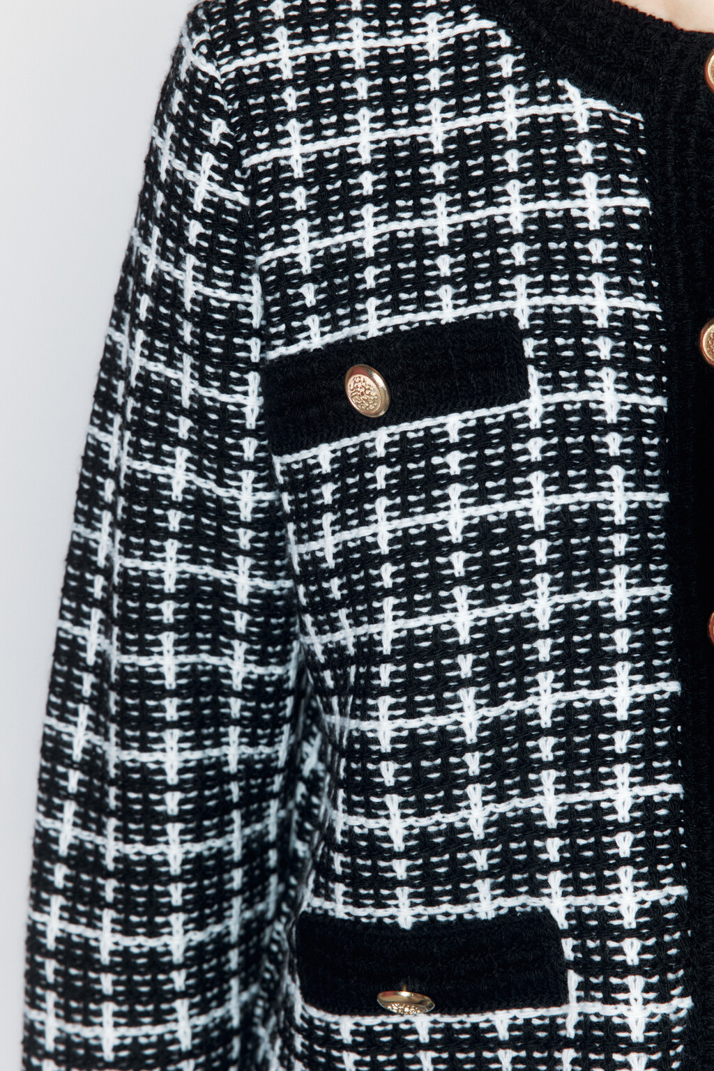 Жакет-кардиган твидовый укороченный - цвет черный - 6