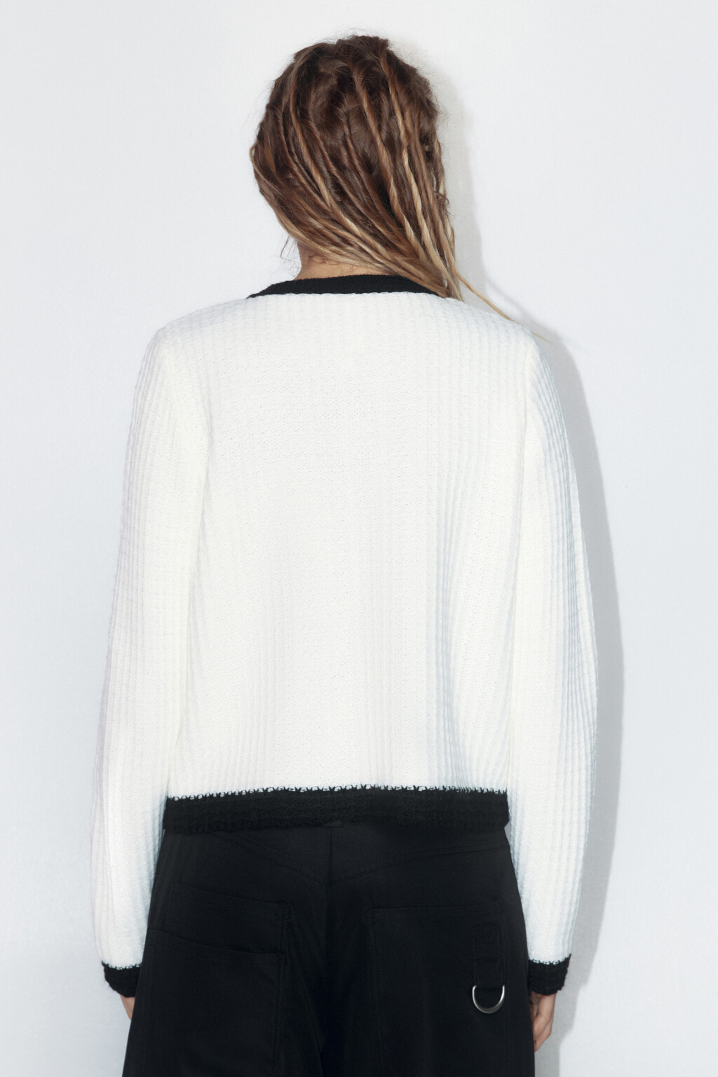 Жакет-кардиган твидовый укороченный - цвет бежевый - 5