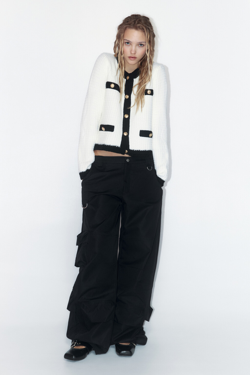 Жакет-кардиган твидовый укороченный - цвет бежевый - 7