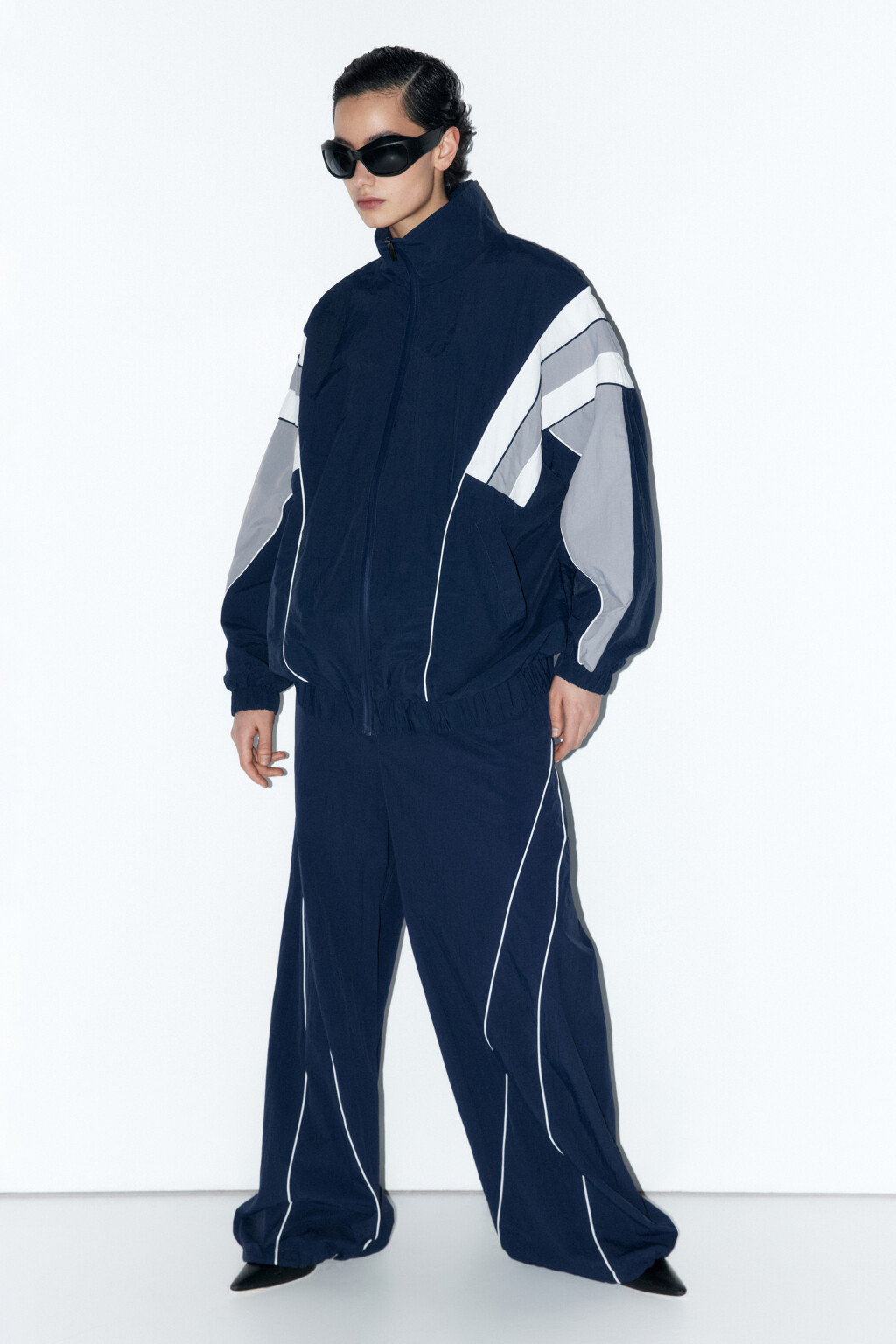 Куртка-олимпийка с геометрическим принтом - цвет синий - 5