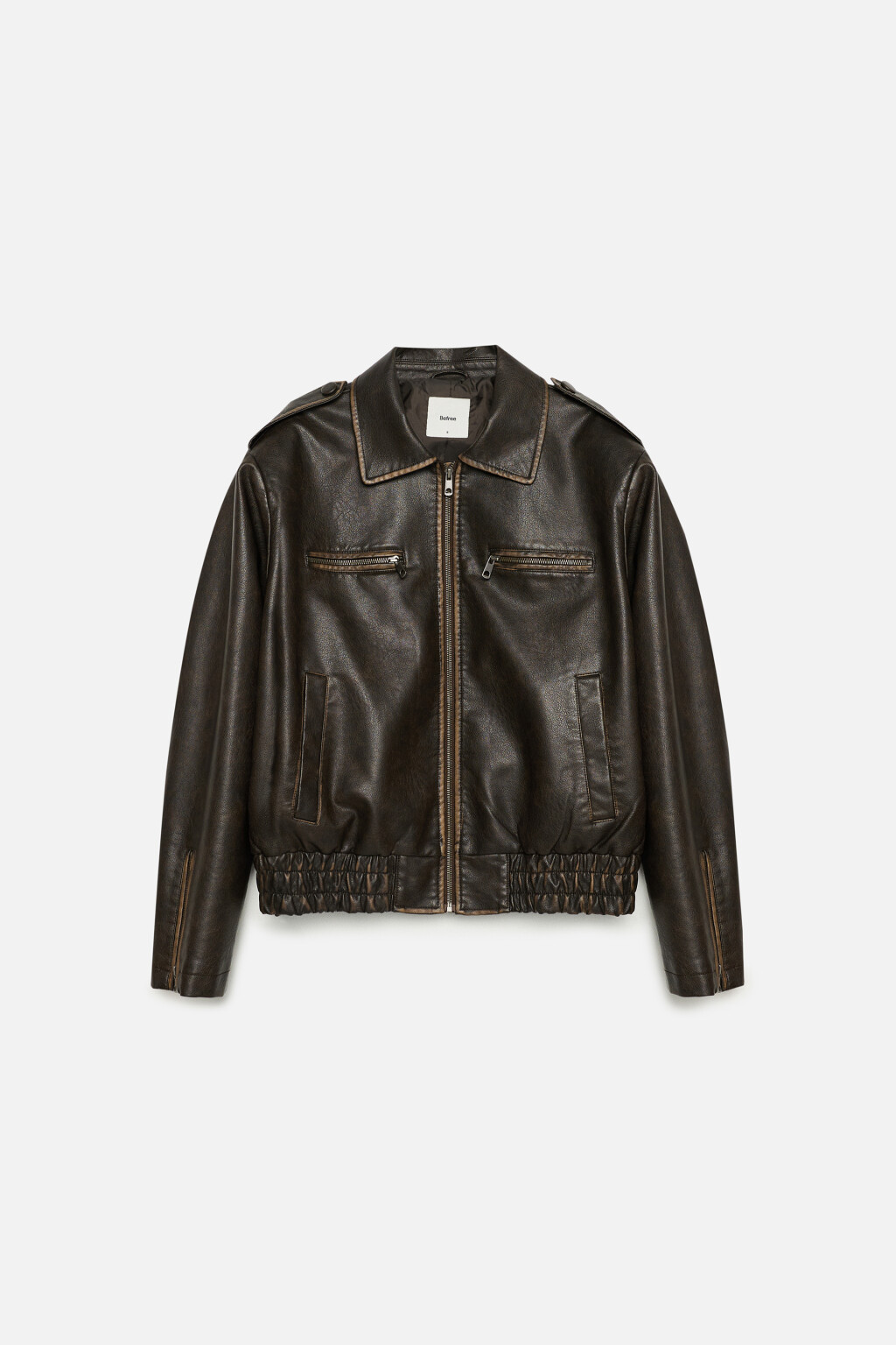 Куртка-бомбер укороченная с погонами - цвет коричневый - 11