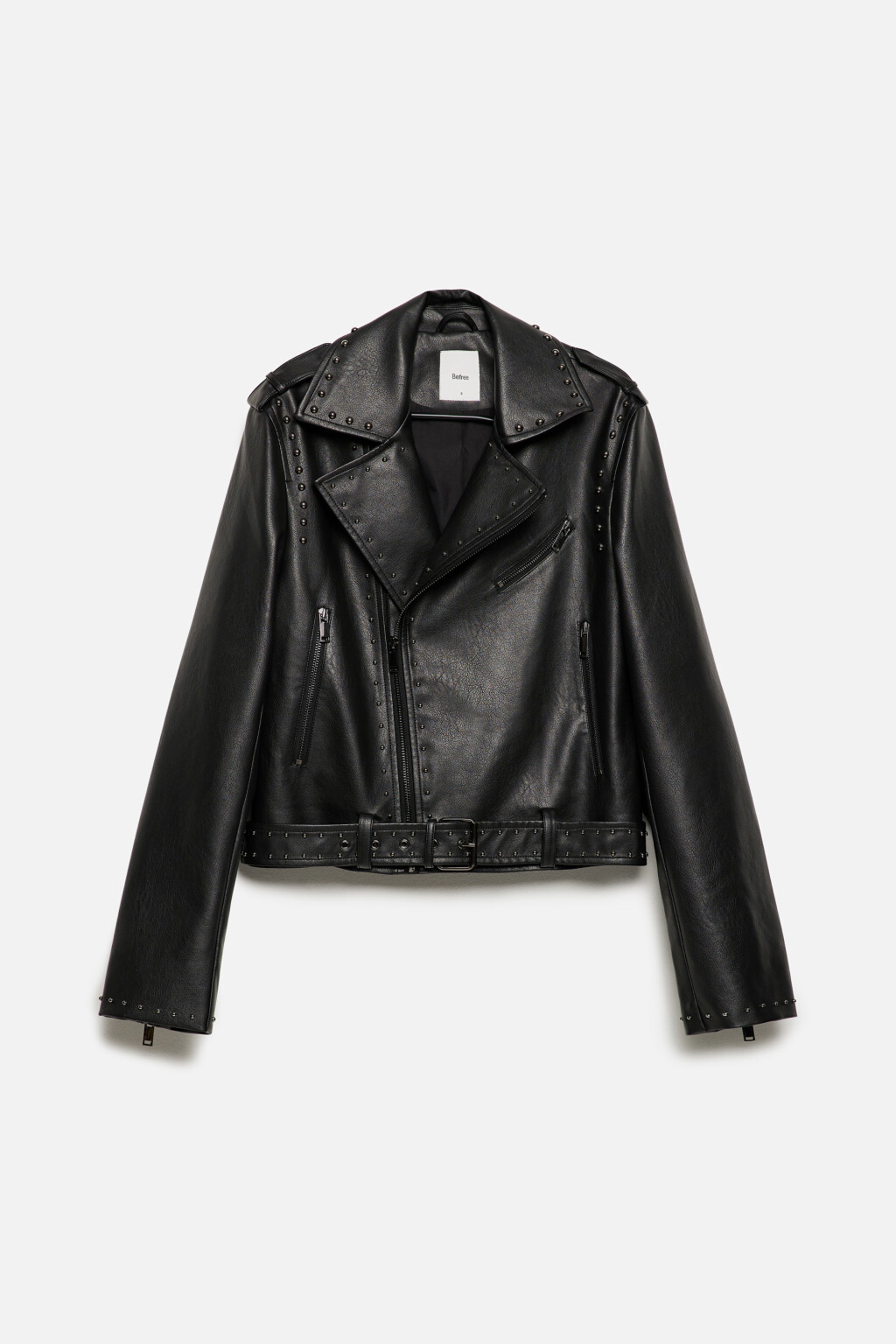 Куртка-косуха байкерская с заклепками - цвет черный - 10