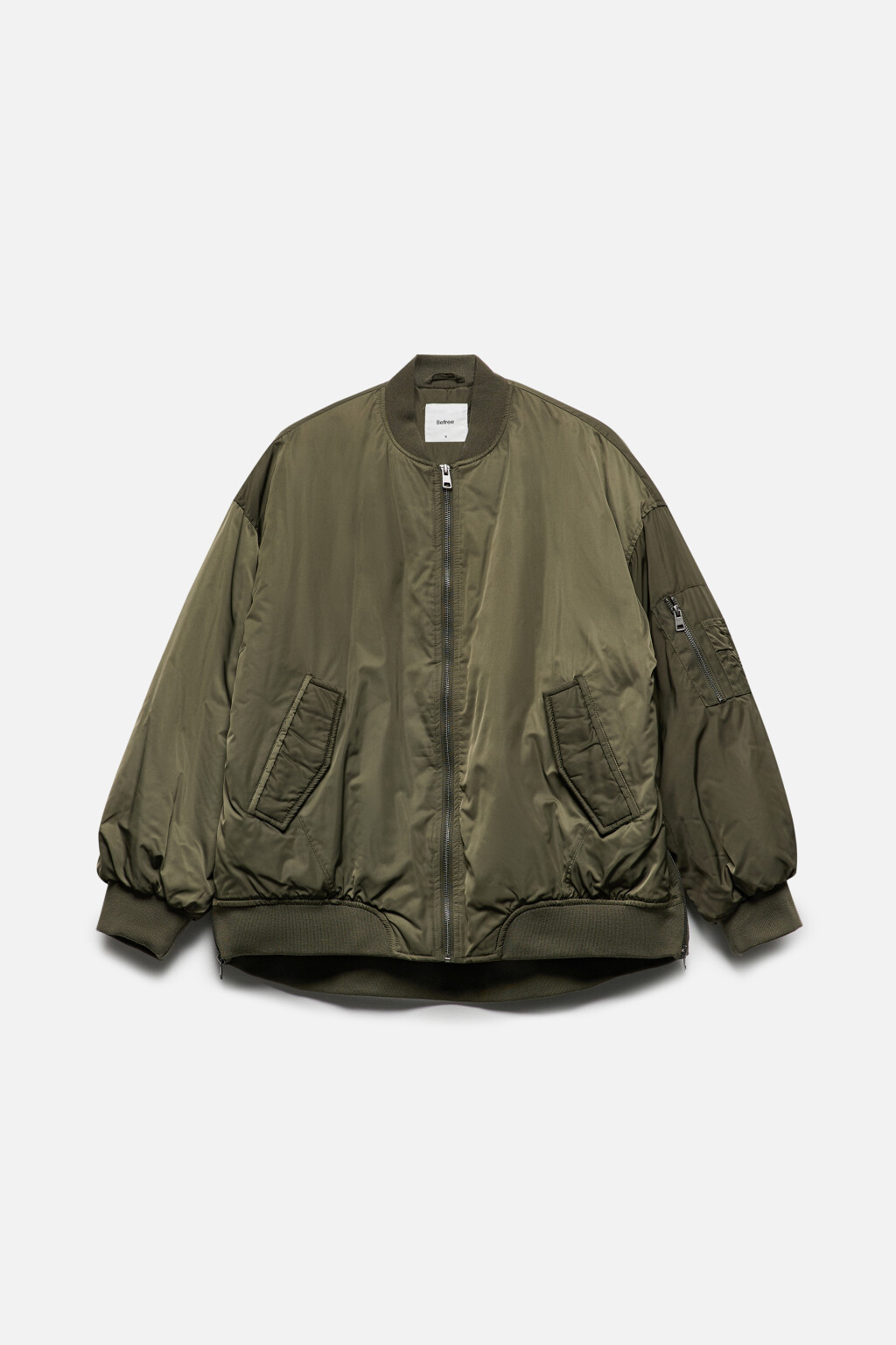 Куртка-бомбер утепленная с разрезами на молнии - цвет зеленый - 9