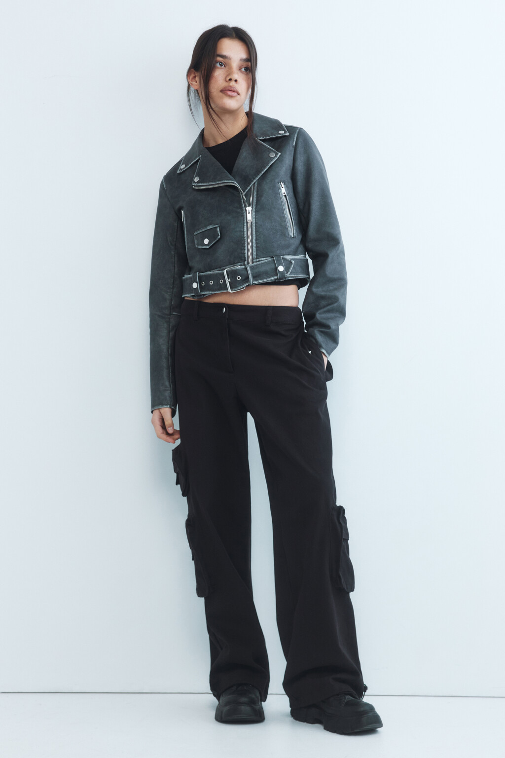 Куртка-косуха с состаренным эффектом - цвет серый - 6