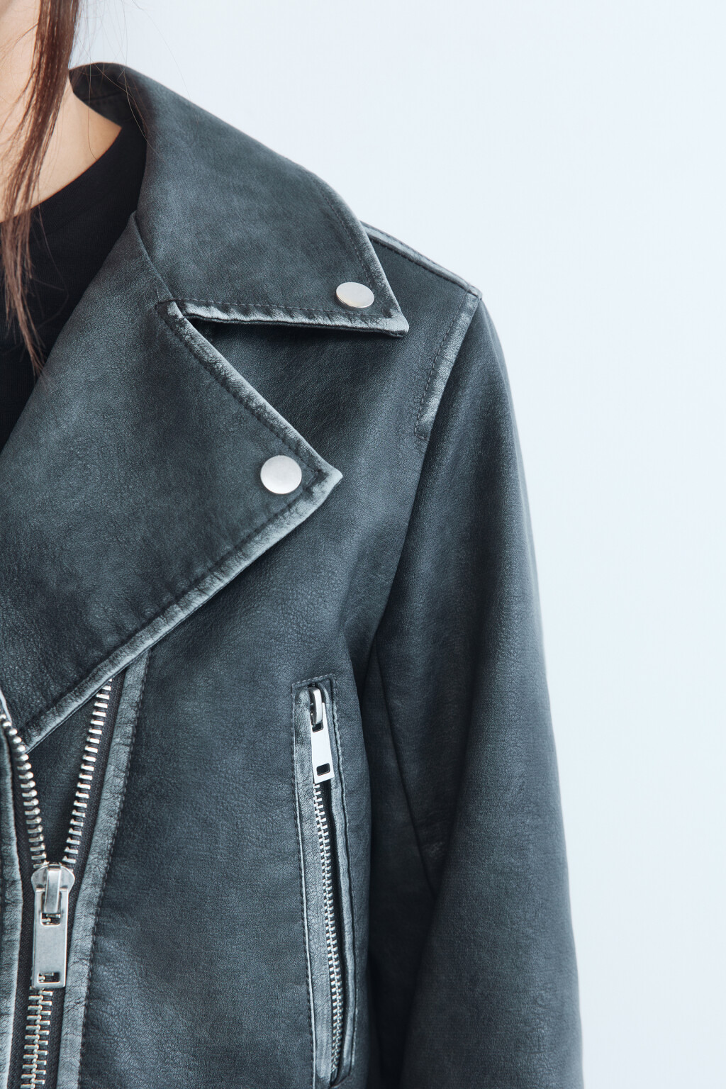Куртка-косуха с состаренным эффектом - цвет серый - 7