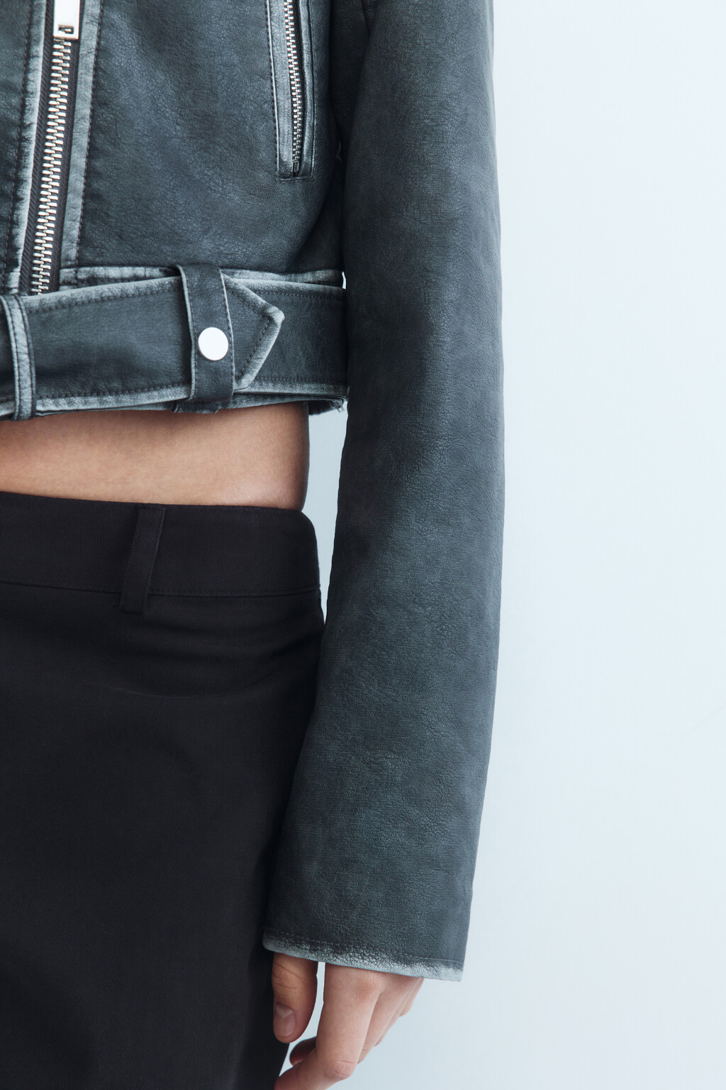 Куртка-косуха с состаренным эффектом - цвет серый - 8