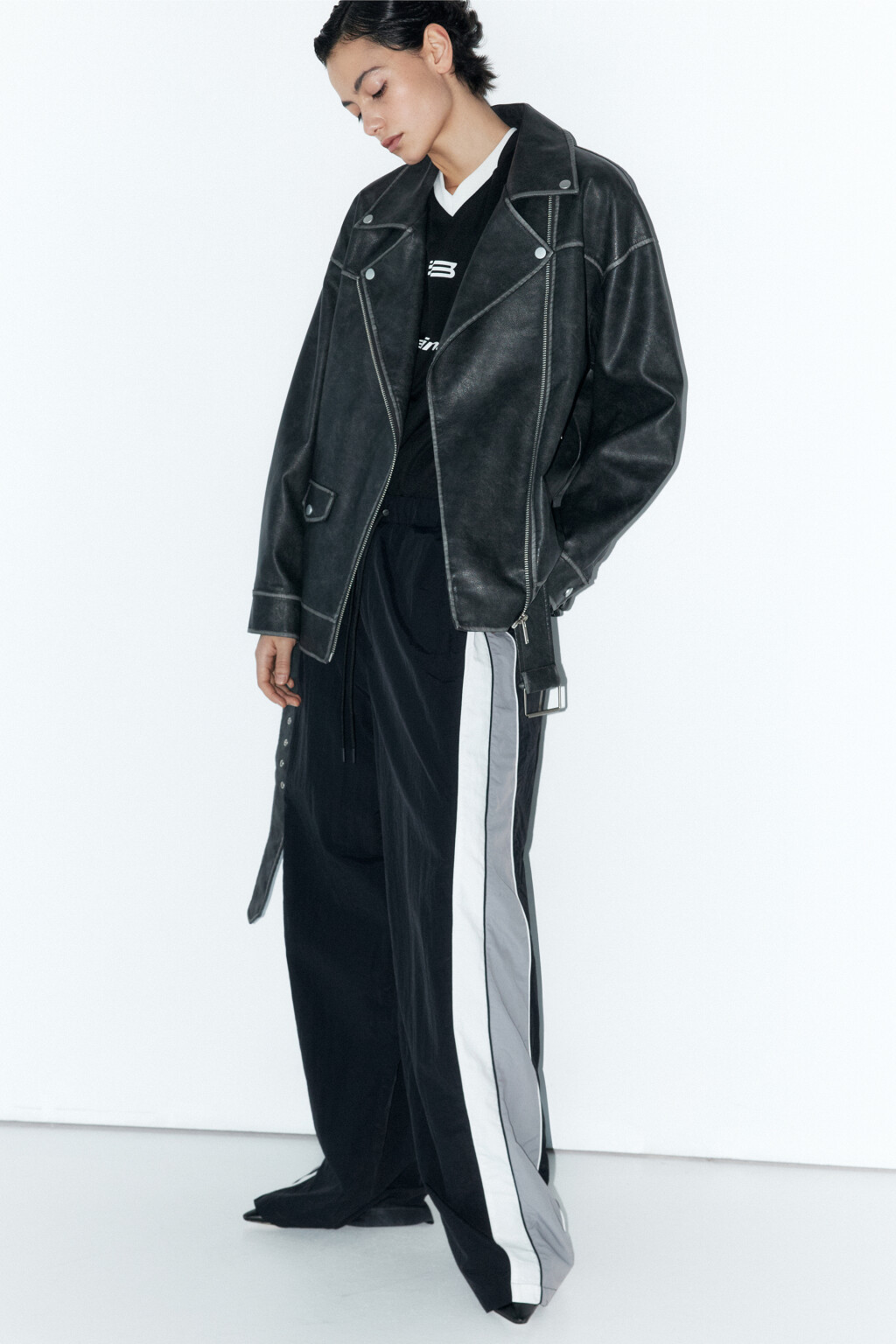 Куртка-косуха oversize с состаренным эффектом - цвет серый - 1