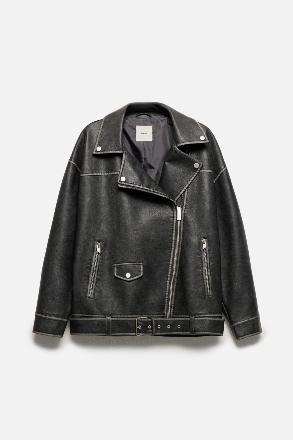 Куртка-косуха oversize с состаренным эффектом - цвет серый - 9