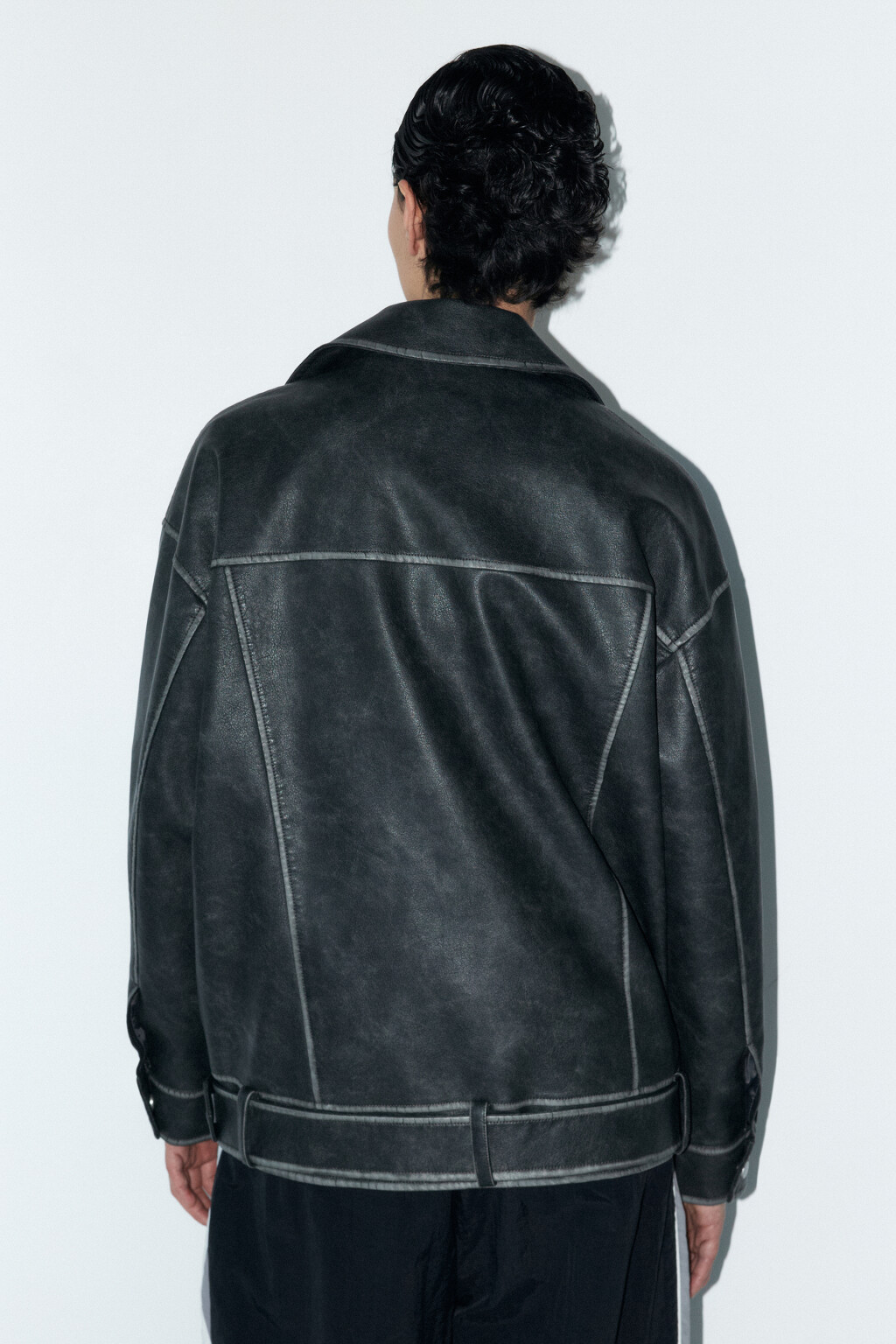 Куртка-косуха oversize с состаренным эффектом - цвет серый - 4