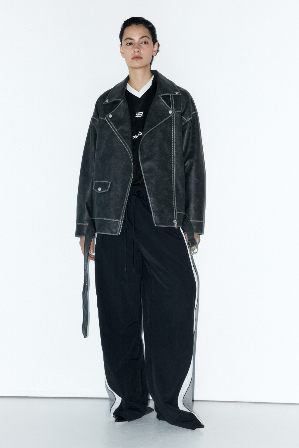 Куртка-косуха oversize с состаренным эффектом - цвет серый - 5