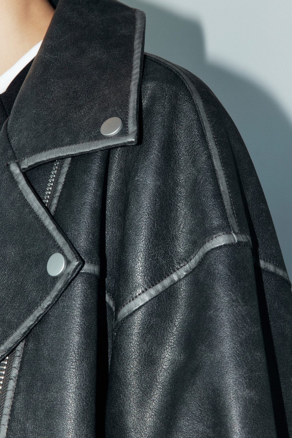 Куртка-косуха oversize с состаренным эффектом - цвет серый - 7