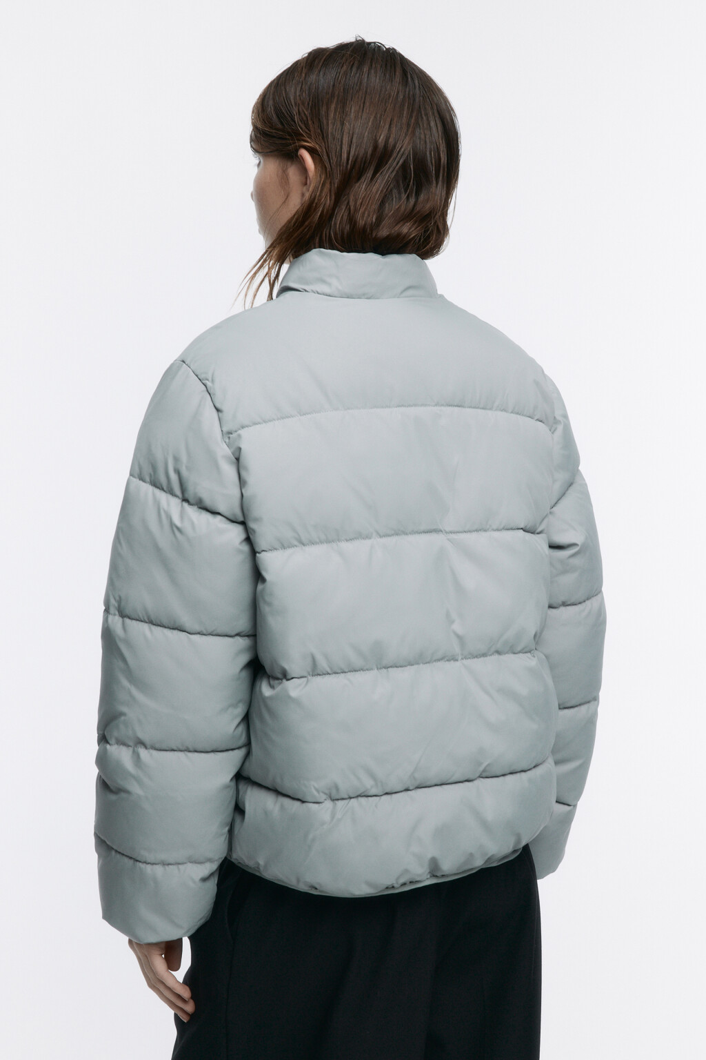 Куртка-бомбер стеганая утепленная - цвет голубой - 4