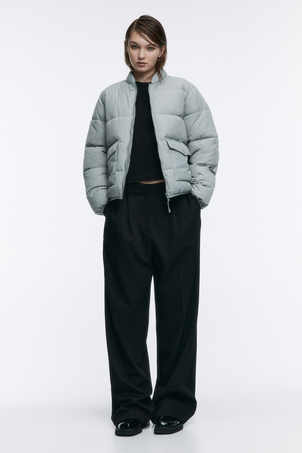 Куртка-бомбер стеганая утепленная - цвет голубой - 5