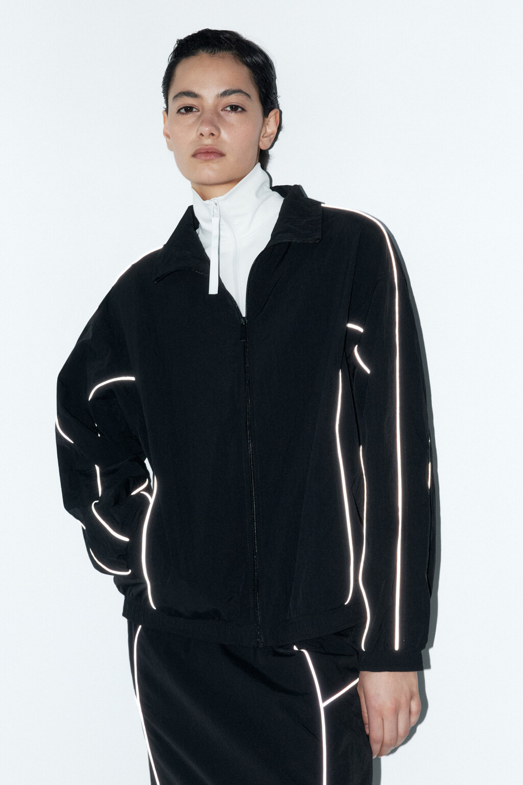 Куртка-олимпийка на молнии - цвет черный - 1