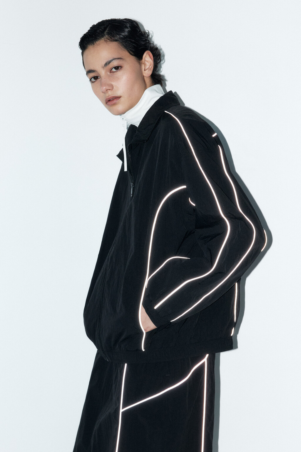 Куртка-олимпийка на молнии - цвет черный - 3