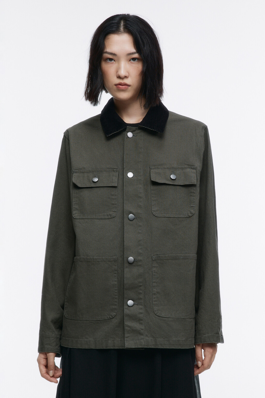 Куртка-рубашка хлопковая с карманами - цвет зеленый - 2