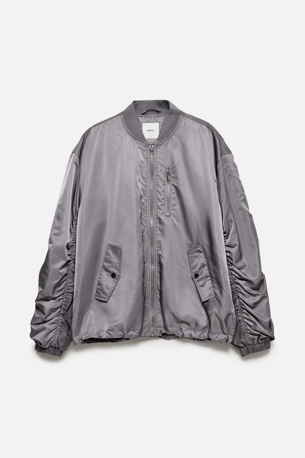 Куртка-бомбер oversize с драпировками - цвет серый - 12