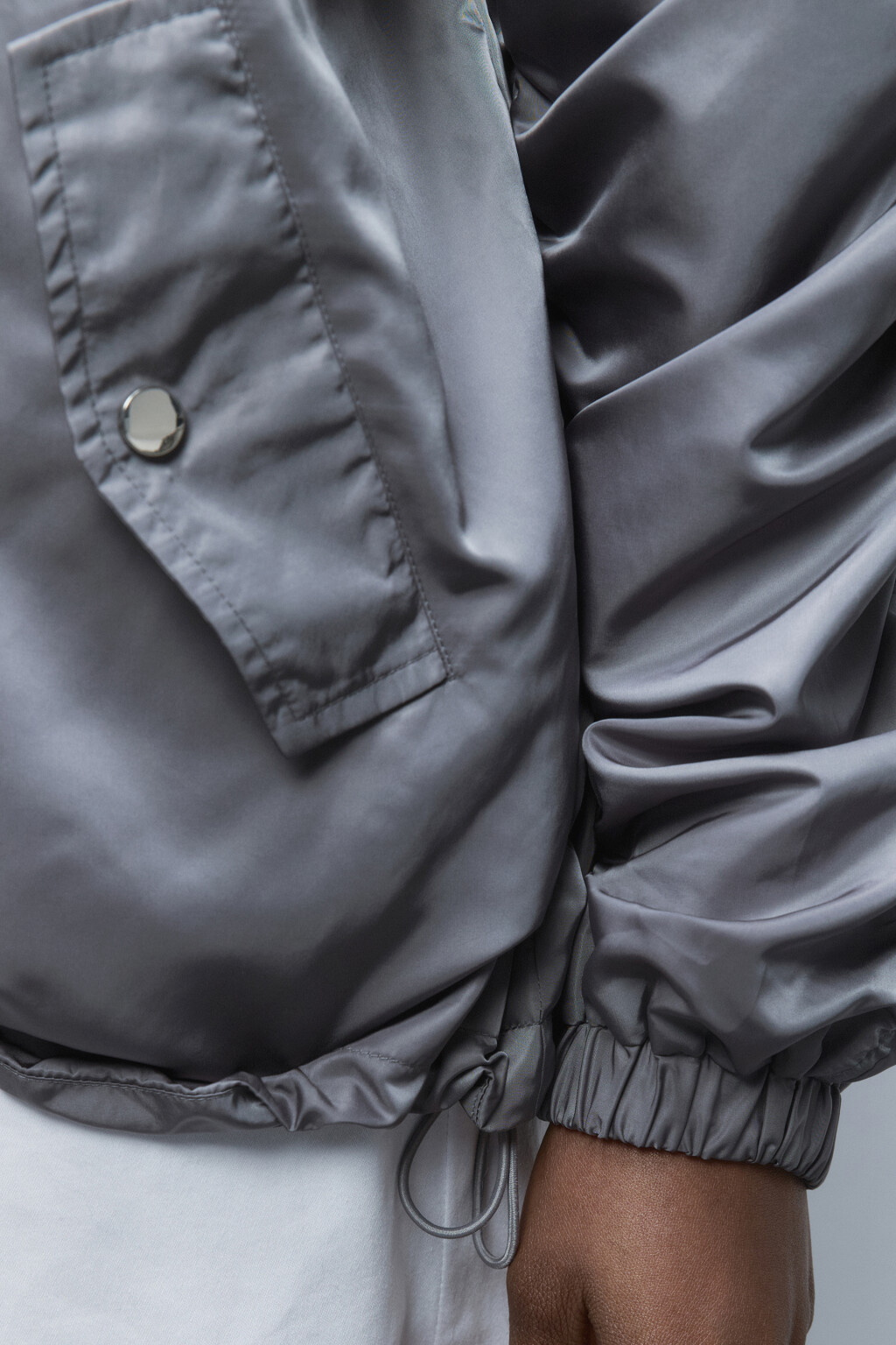 Куртка-бомбер oversize с драпировками - цвет серый - 8