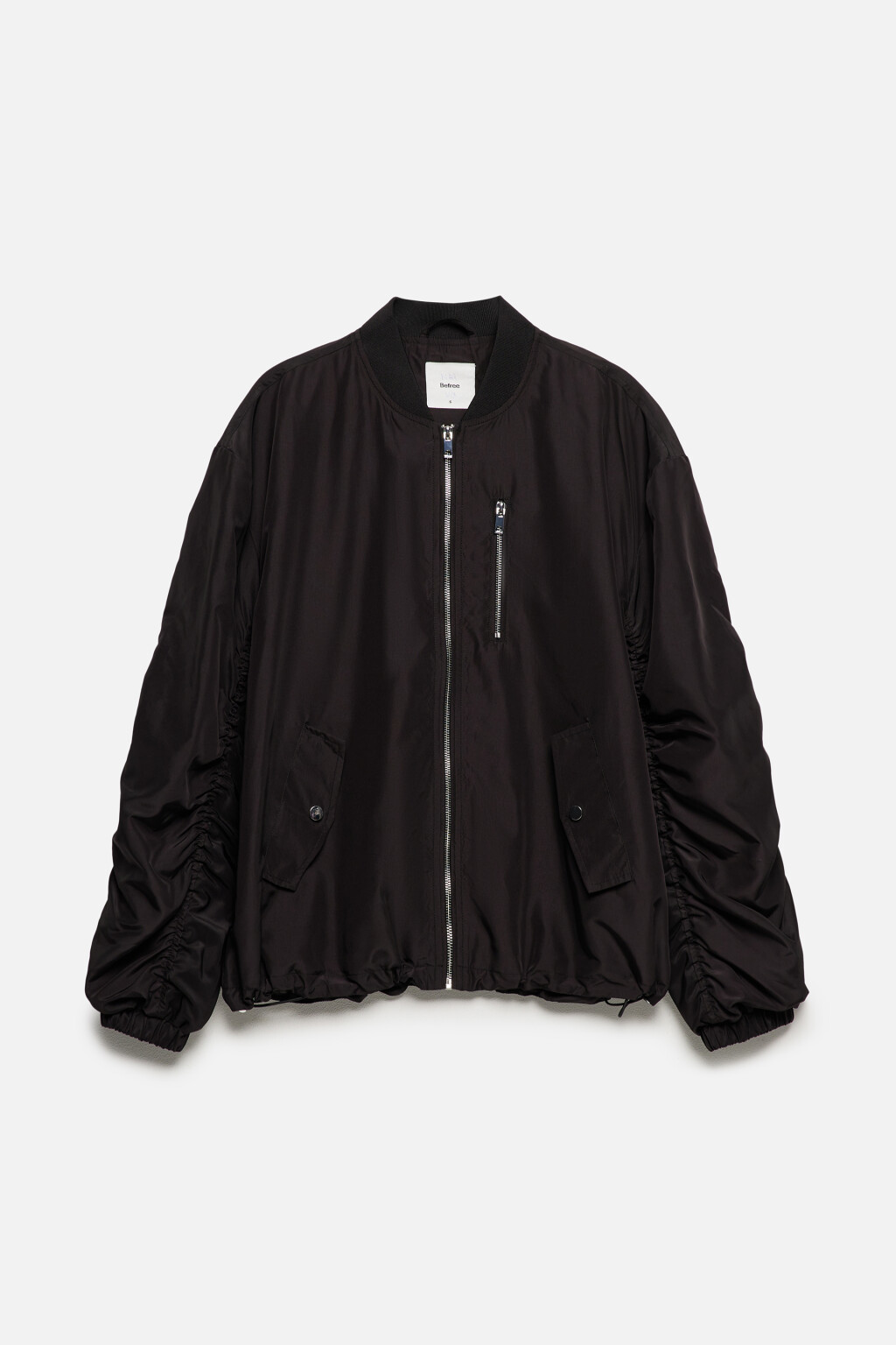 Куртка-бомбер oversize с драпировками - цвет черный - 8