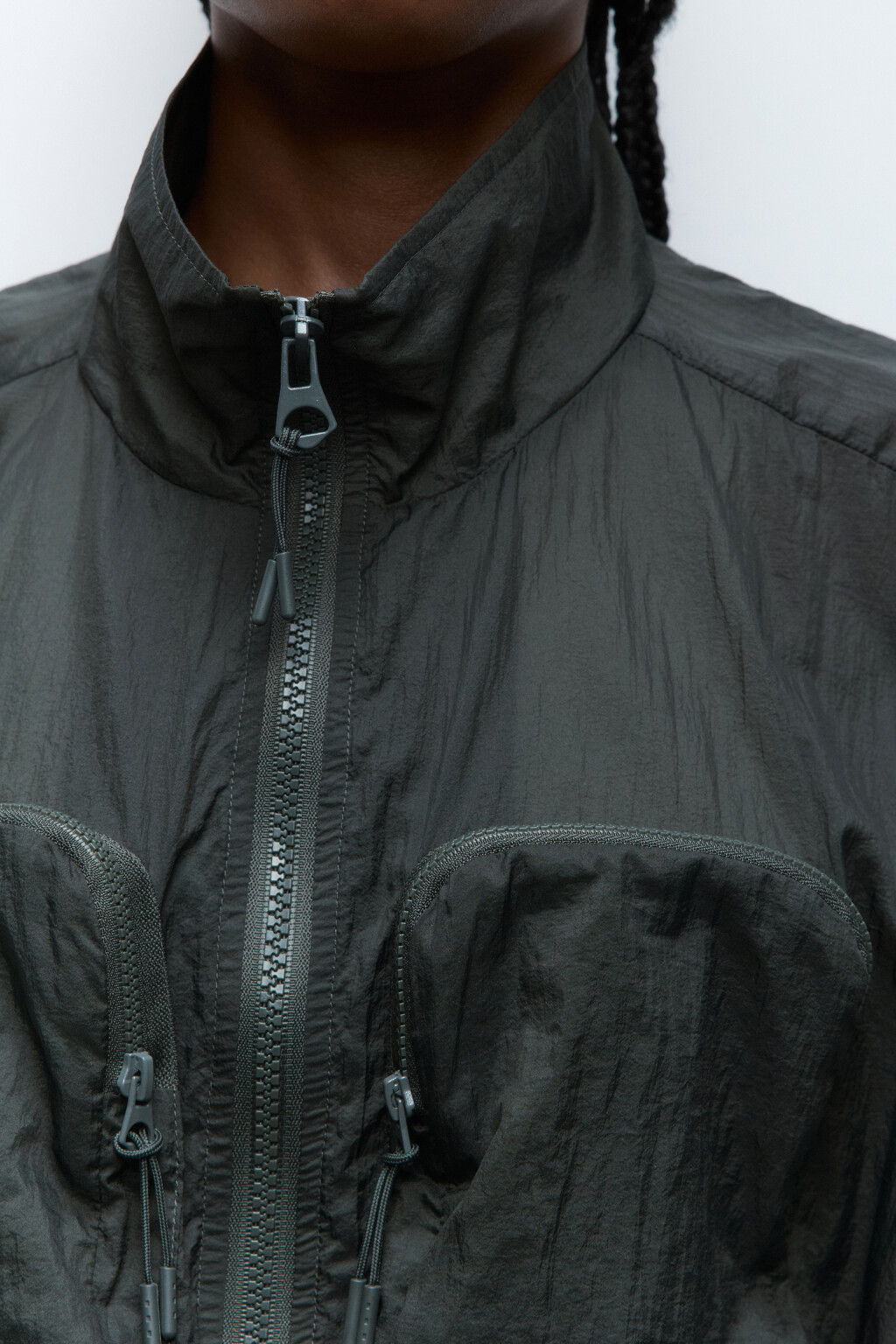 Куртка-ветровка из плащевой ткани - цвет зеленый - 6