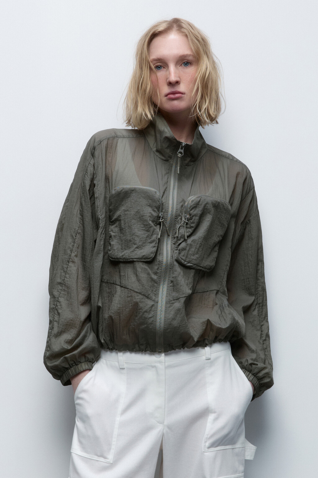 Куртка-ветровка из плащевой ткани - цвет мятный - 2