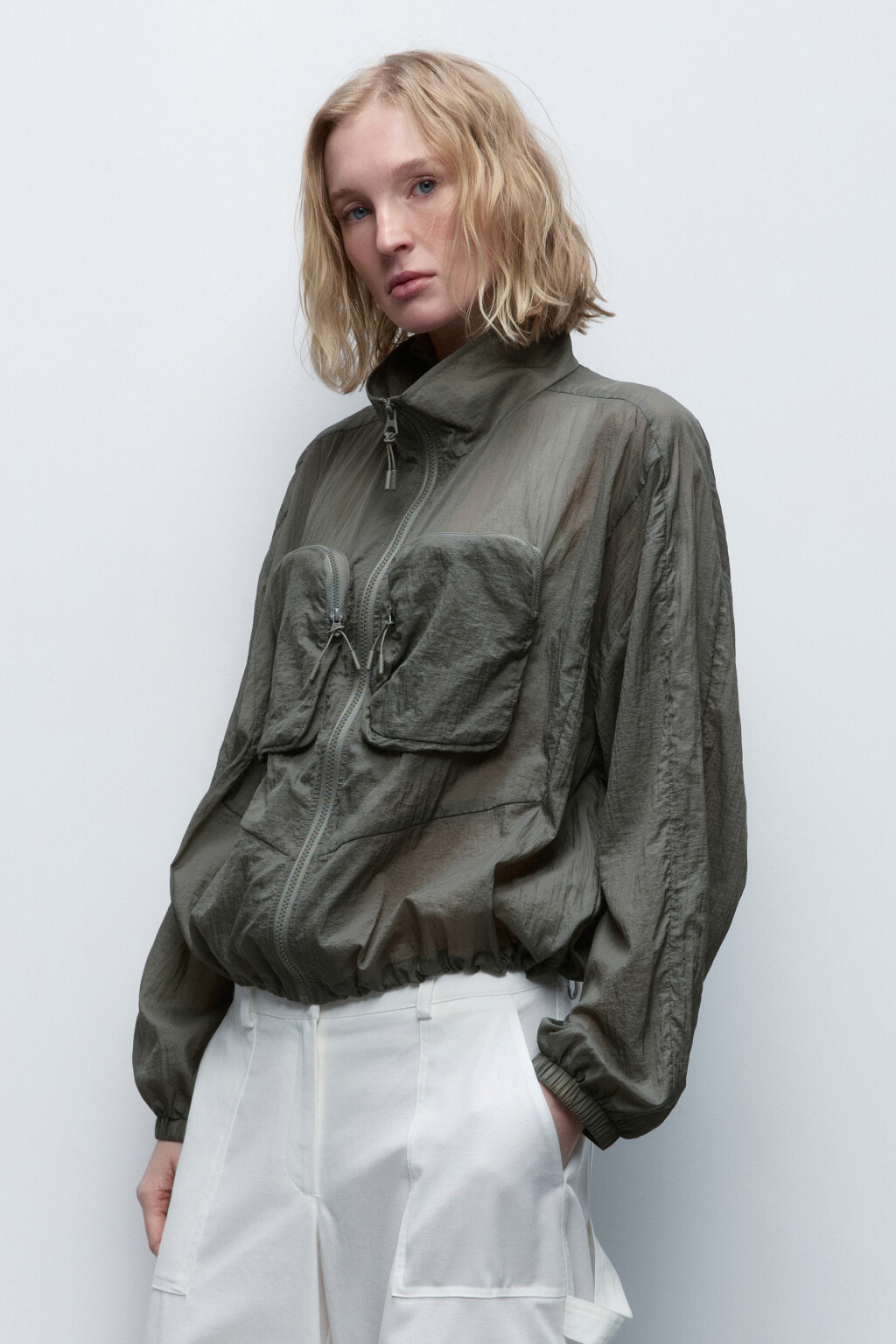 Куртка-ветровка из плащевой ткани - цвет мятный - 3