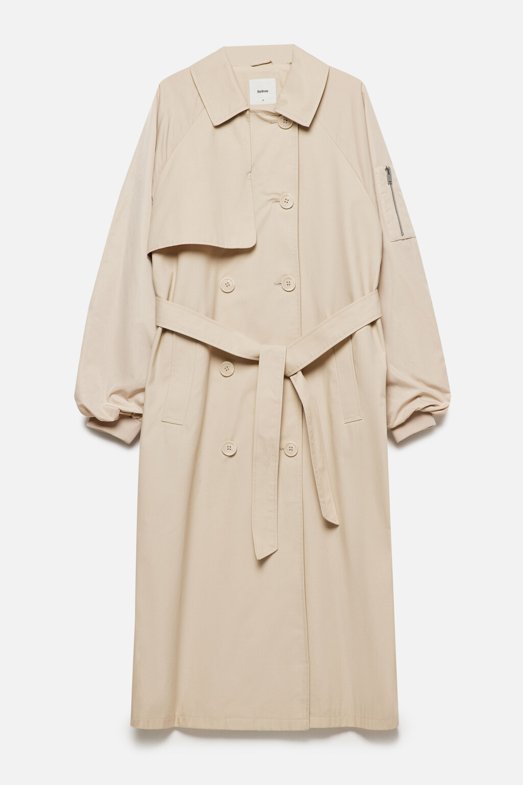 Плащ-тренчкот с рукавами бомбера - цвет бежевый - 10