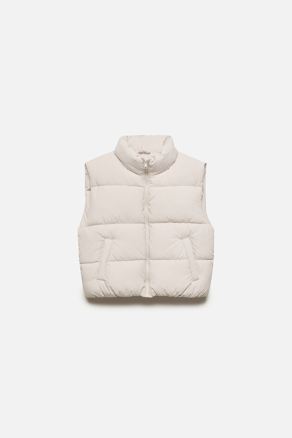 Жилет стеганый укороченный с воротником - цвет бежевый - 10