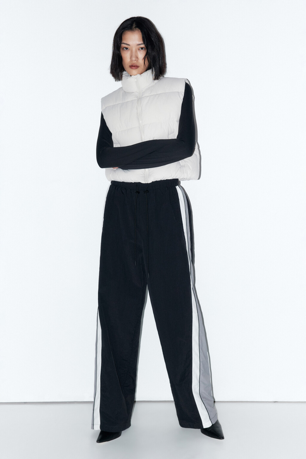 Жилет стеганый укороченный с воротником - цвет бежевый - 6