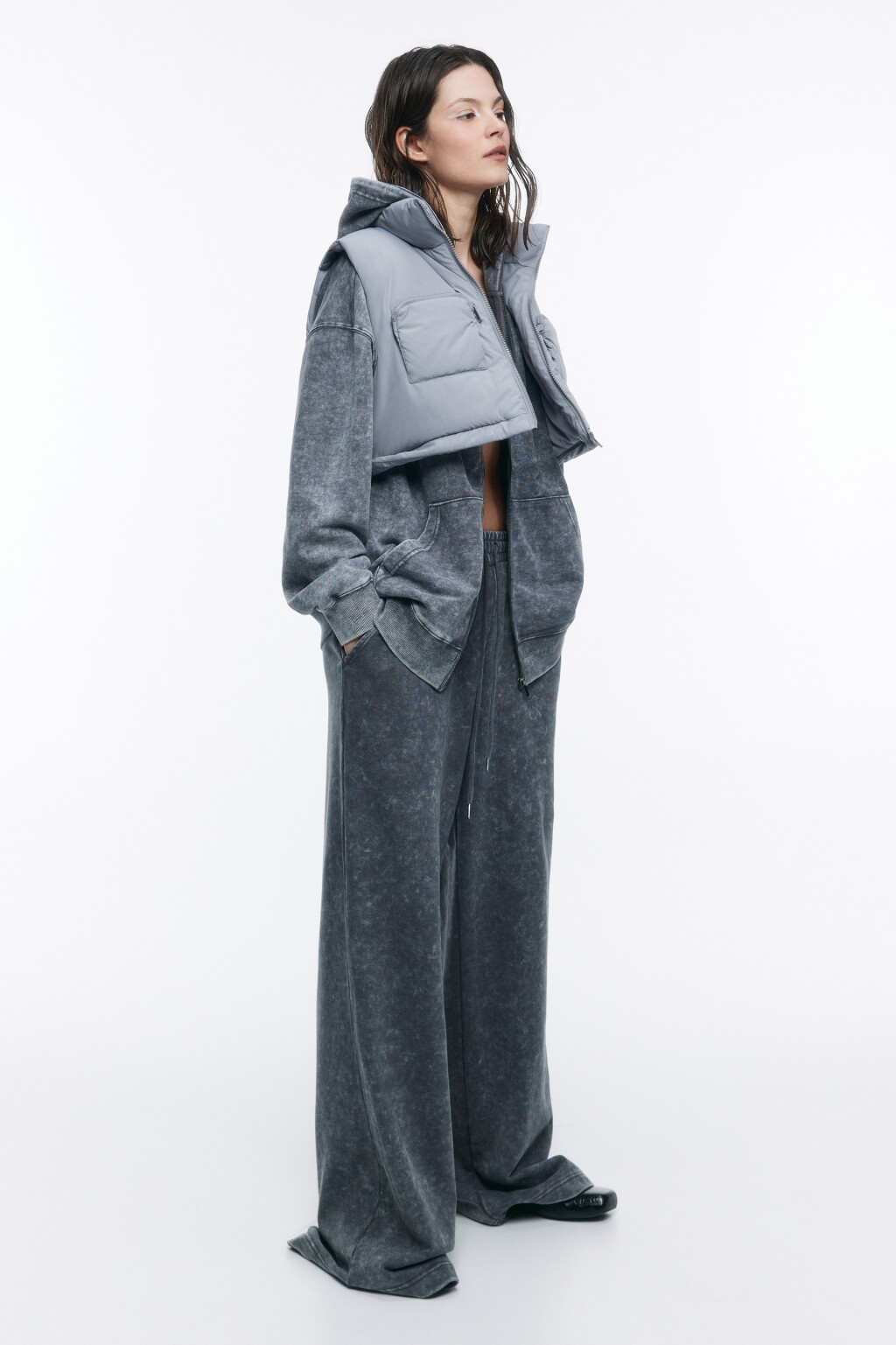 Жилет-трансформер стеганый с карманами - цвет серый - 2