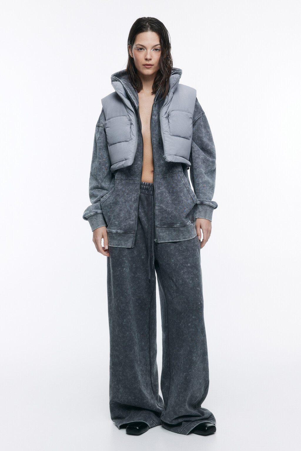 Жилет-трансформер стеганый с карманами - цвет серый - 6