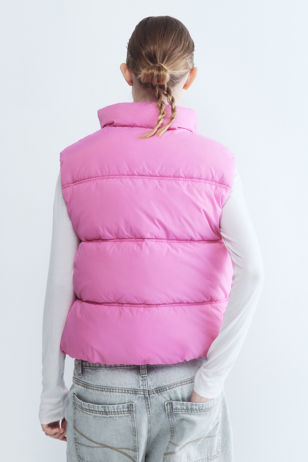 Жилет стеганый утепленный с воротником - цвет розовый - 4