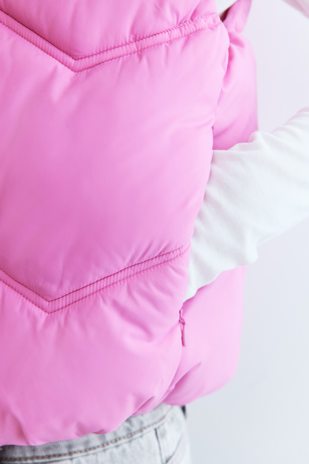 Жилет стеганый утепленный с воротником - цвет розовый - 7