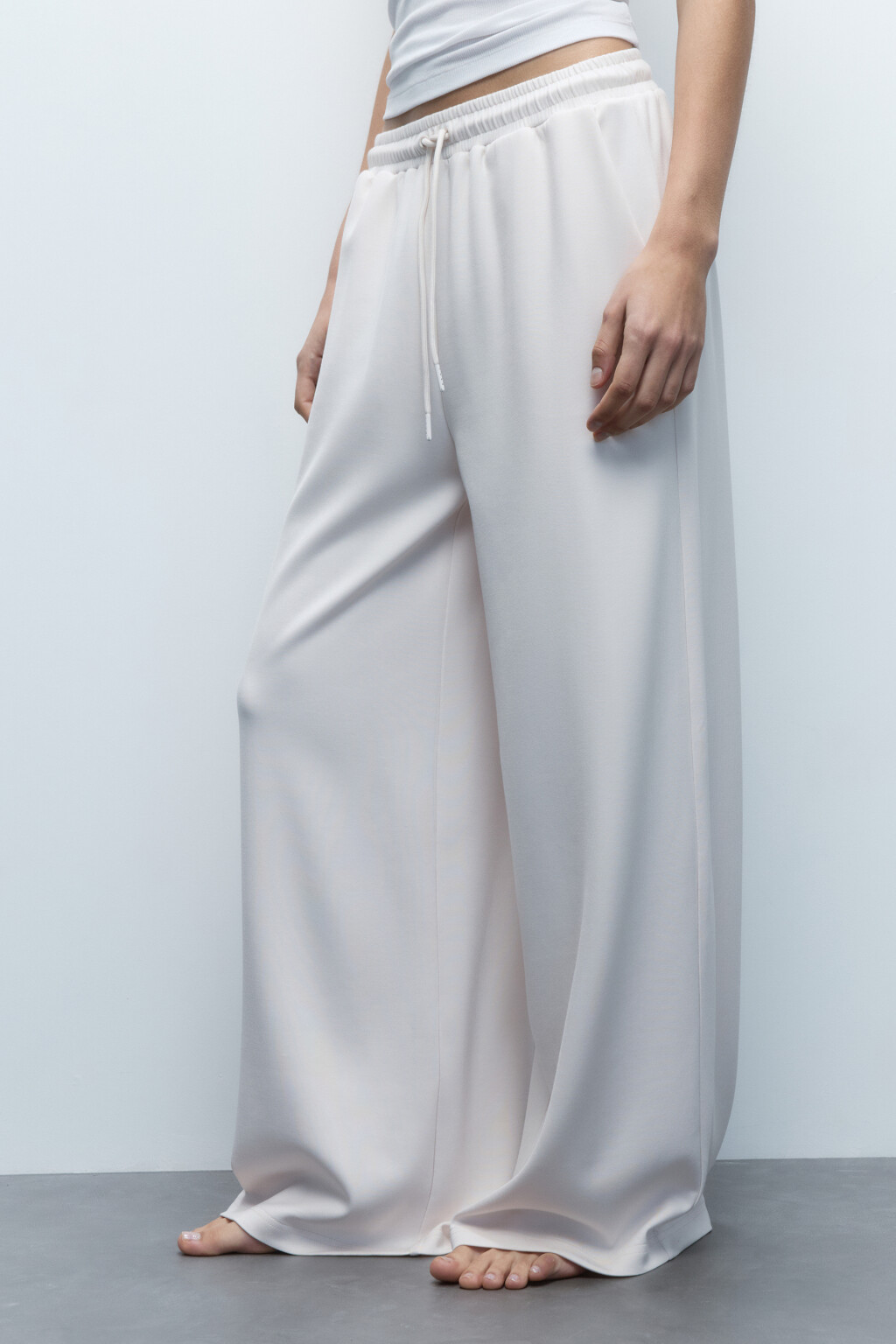 Брюки спортивные широкие из модала - цвет белый - 3