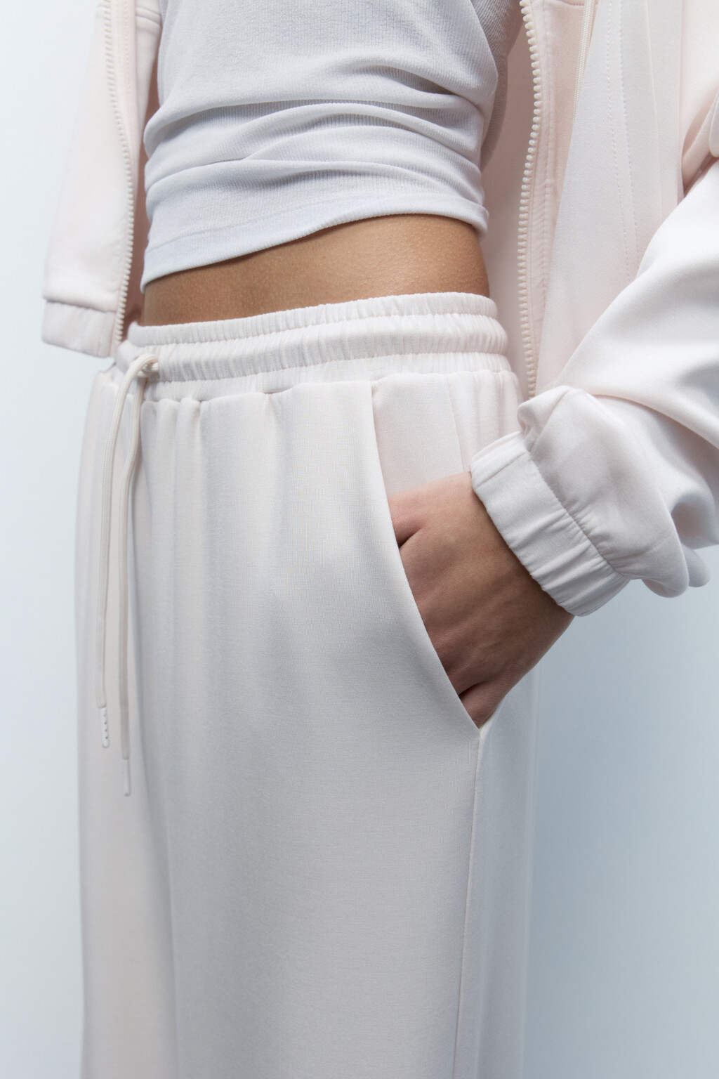 Брюки спортивные широкие из модала - цвет белый - 7