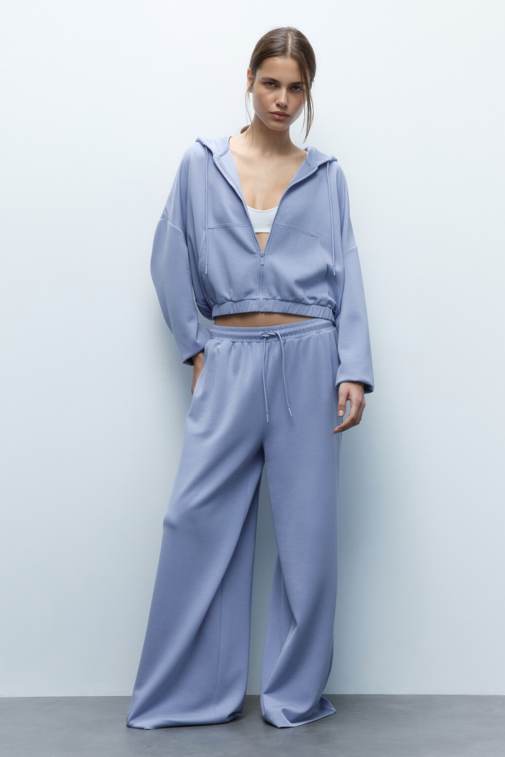 Брюки спортивные широкие из модала - цвет голубой - 5