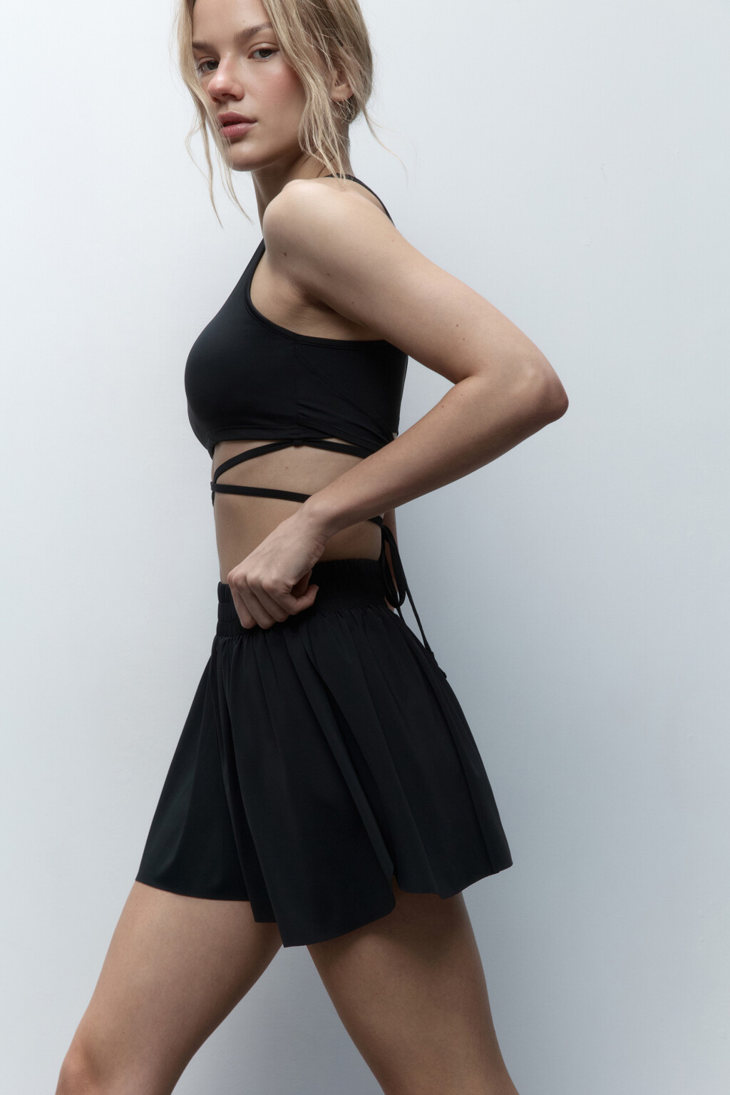 Юбка-шорты спортивная с велосипедками - цвет черный - 1