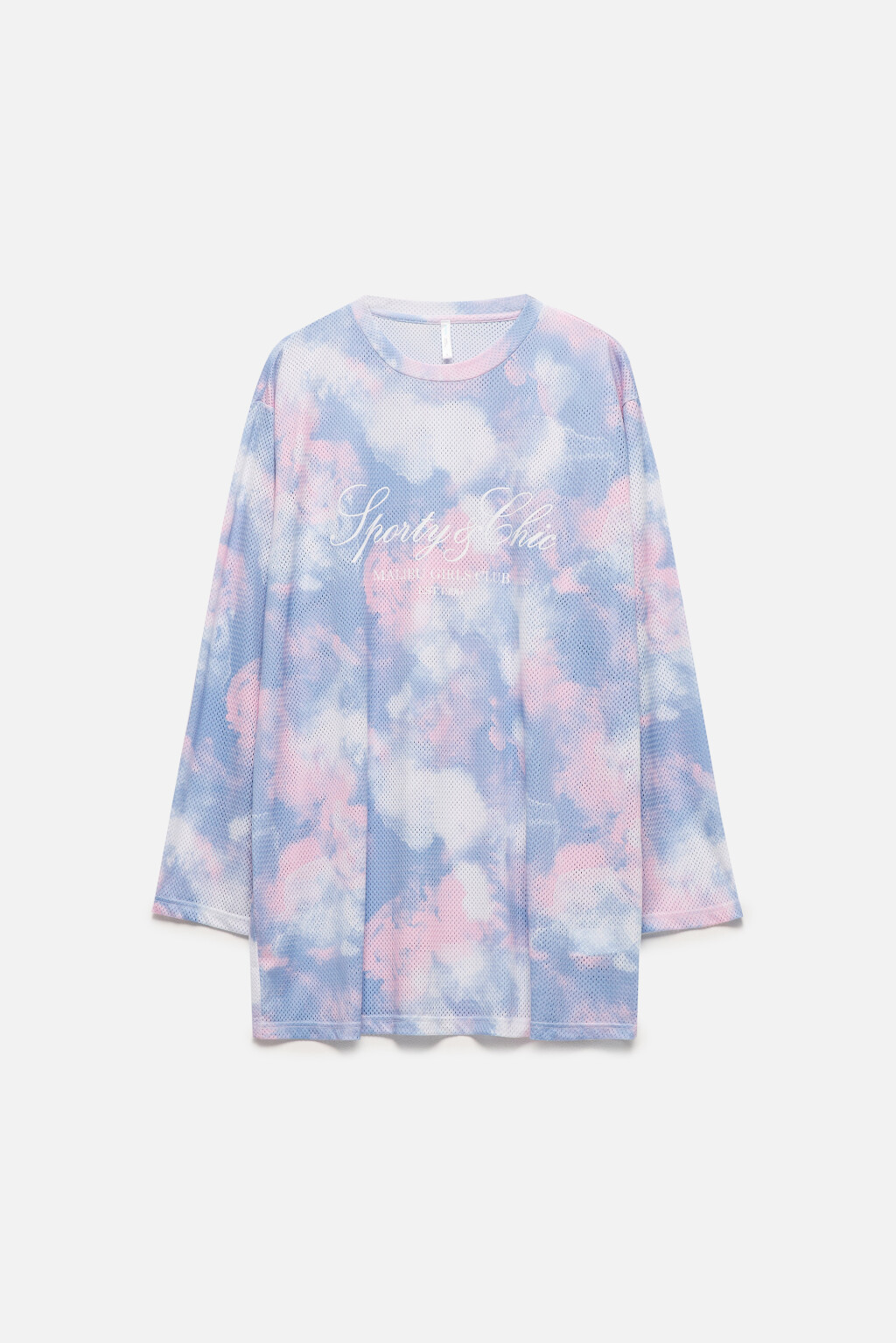 Платье-лонгслив спортивное сетчатое с принтом - цвет белый - 8