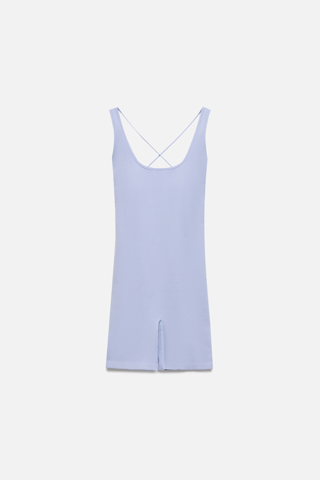 Комбинезон спортивный в рубчик с открытой спинкой - цвет голубой - 8