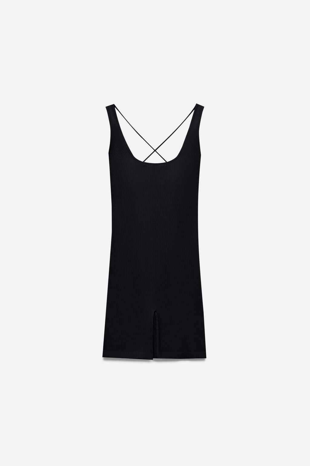 Комбинезон спортивный в рубчик с открытой спинкой - цвет черный - 9